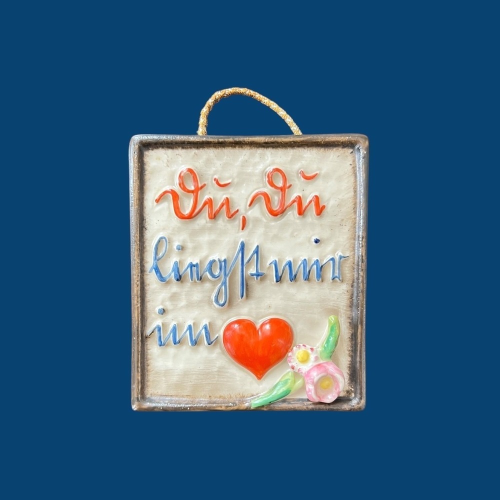 Goebel You are in my Heart German Love Theme Plaque Bee Mark W. X. 22 Vintage